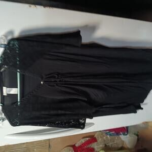 Dotti Black Rayon Spandex Dress with Lace Sleeves - Size L